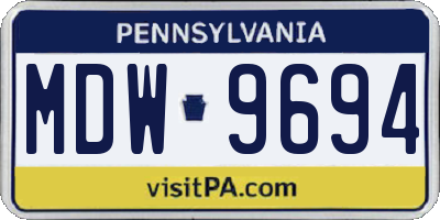 PA license plate MDW9694