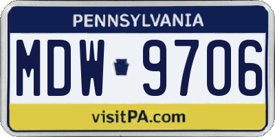 PA license plate MDW9706