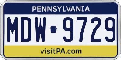 PA license plate MDW9729