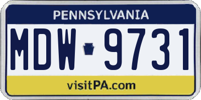 PA license plate MDW9731