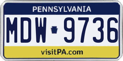 PA license plate MDW9736