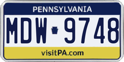 PA license plate MDW9748
