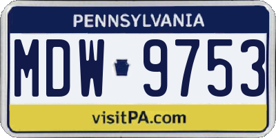 PA license plate MDW9753