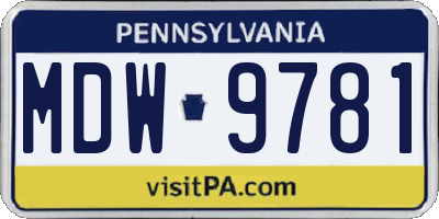 PA license plate MDW9781