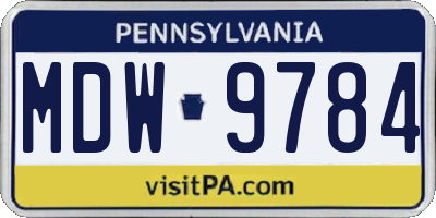 PA license plate MDW9784