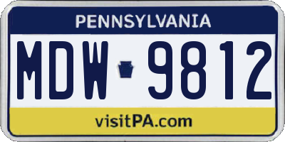 PA license plate MDW9812