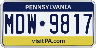 PA license plate MDW9817