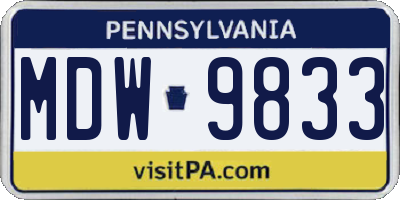 PA license plate MDW9833