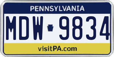 PA license plate MDW9834