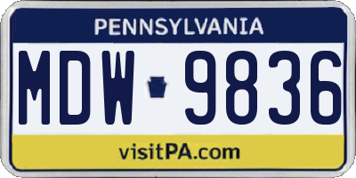 PA license plate MDW9836