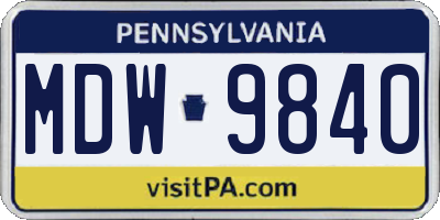 PA license plate MDW9840