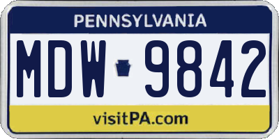 PA license plate MDW9842