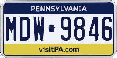 PA license plate MDW9846