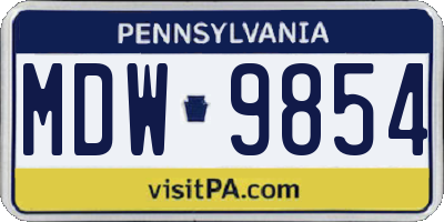 PA license plate MDW9854