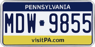 PA license plate MDW9855