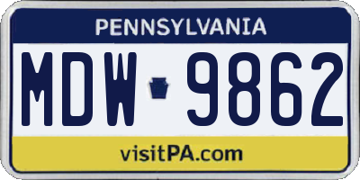 PA license plate MDW9862