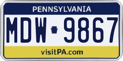 PA license plate MDW9867