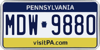 PA license plate MDW9880
