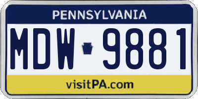PA license plate MDW9881