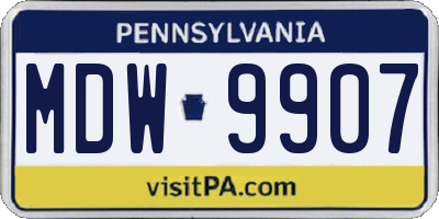 PA license plate MDW9907