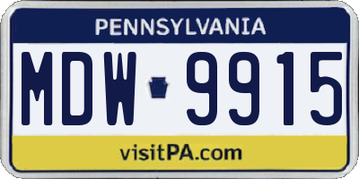 PA license plate MDW9915