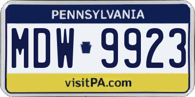 PA license plate MDW9923