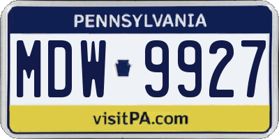 PA license plate MDW9927