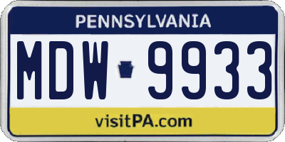 PA license plate MDW9933