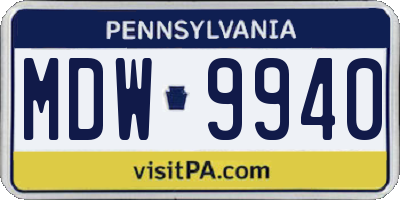 PA license plate MDW9940