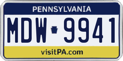 PA license plate MDW9941