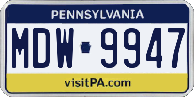 PA license plate MDW9947