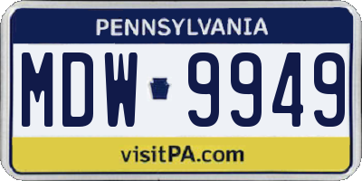 PA license plate MDW9949