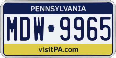 PA license plate MDW9965