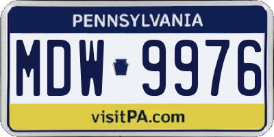 PA license plate MDW9976