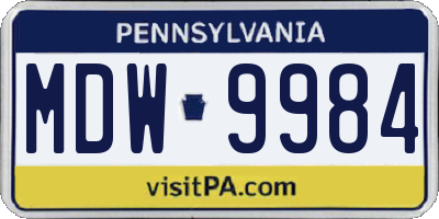 PA license plate MDW9984