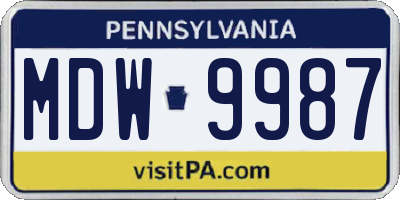 PA license plate MDW9987