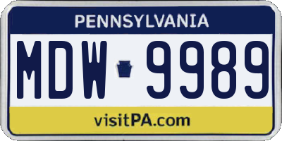 PA license plate MDW9989