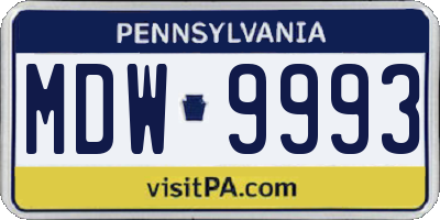PA license plate MDW9993