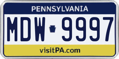 PA license plate MDW9997