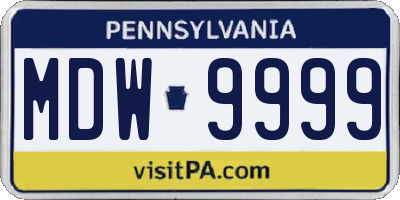 PA license plate MDW9999