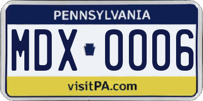 PA license plate MDX0006
