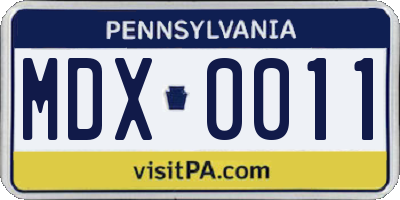 PA license plate MDX0011