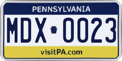 PA license plate MDX0023