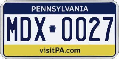 PA license plate MDX0027