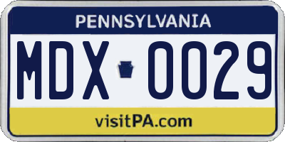 PA license plate MDX0029