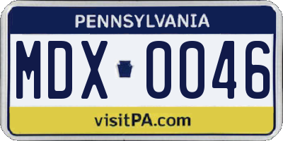 PA license plate MDX0046