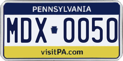 PA license plate MDX0050