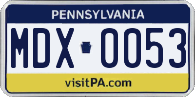 PA license plate MDX0053