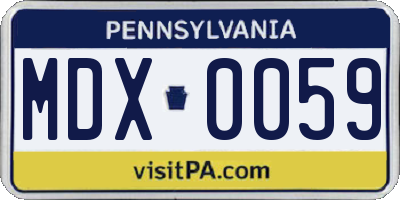 PA license plate MDX0059