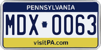 PA license plate MDX0063